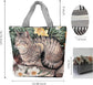 Cute Tabby Cat Canvas Tote Bag with Zipper