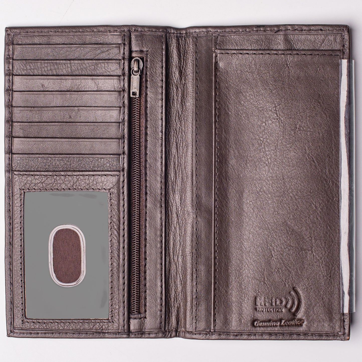RFID Safe Leather Long Checkbook Bi-fold Wallet for Men & Women Crazy Horse J213