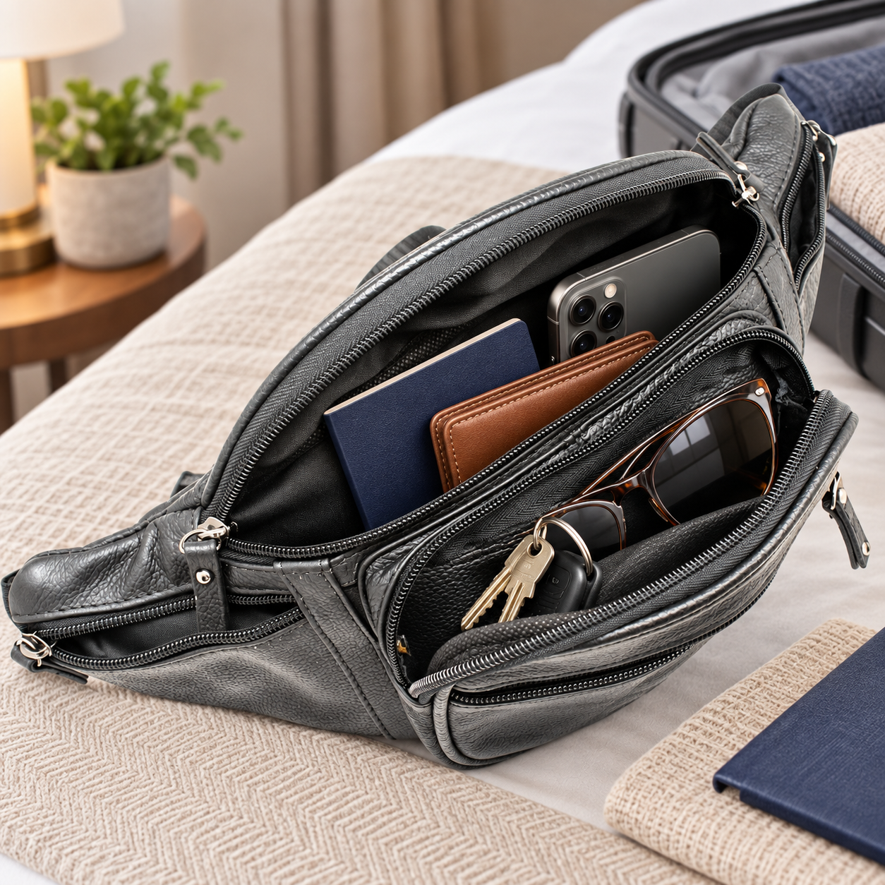 Large Cow Leather Fanny Pack – Vintage Waist Bag