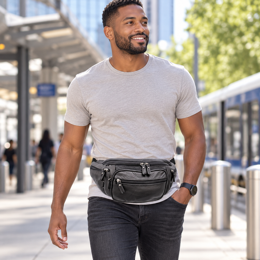 Large Cow Leather Fanny Pack – Vintage Waist Bag