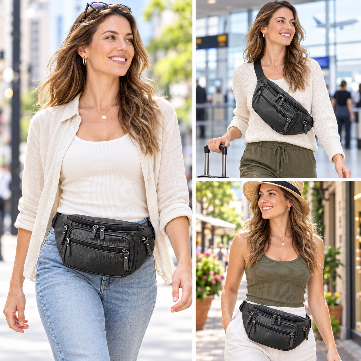 Large Cow Leather Fanny Pack – Vintage Waist Bag