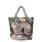 Cute Tabby Cat Canvas Tote Bag with Zipper