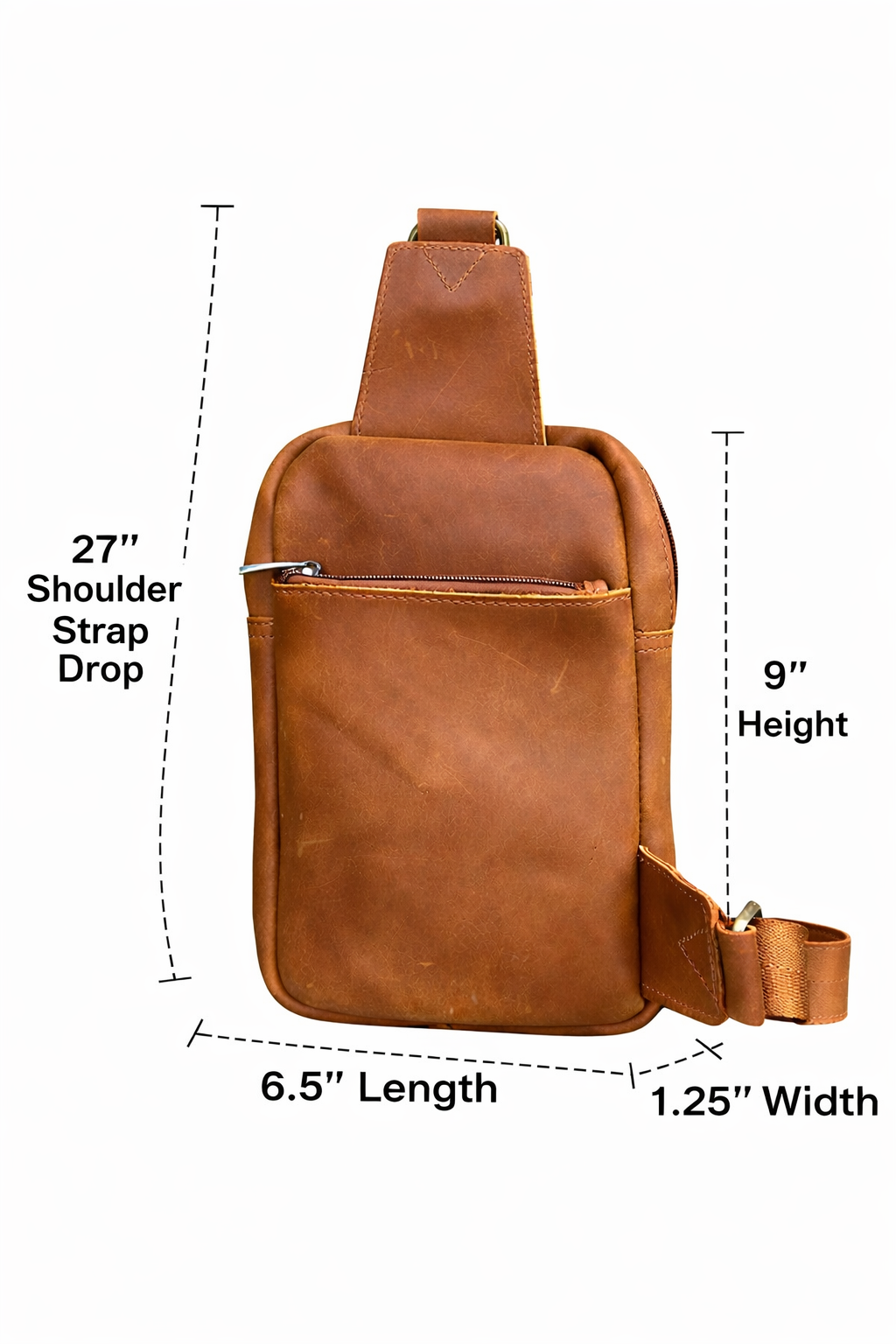 Unisex Vintage Leather Crossbody - Sling Chest Bag – Brown & Light Brown