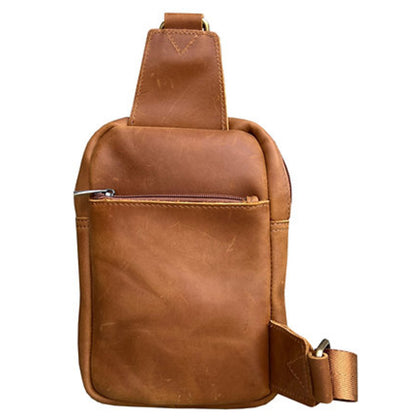 Unisex Vintage Leather Crossbody - Sling Chest Bag – Brown & Light Brown