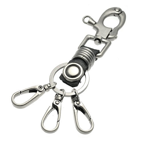 Key Chain Holder with Leather Accents for Bikers, Trucker, Motorcyclist, Raiders