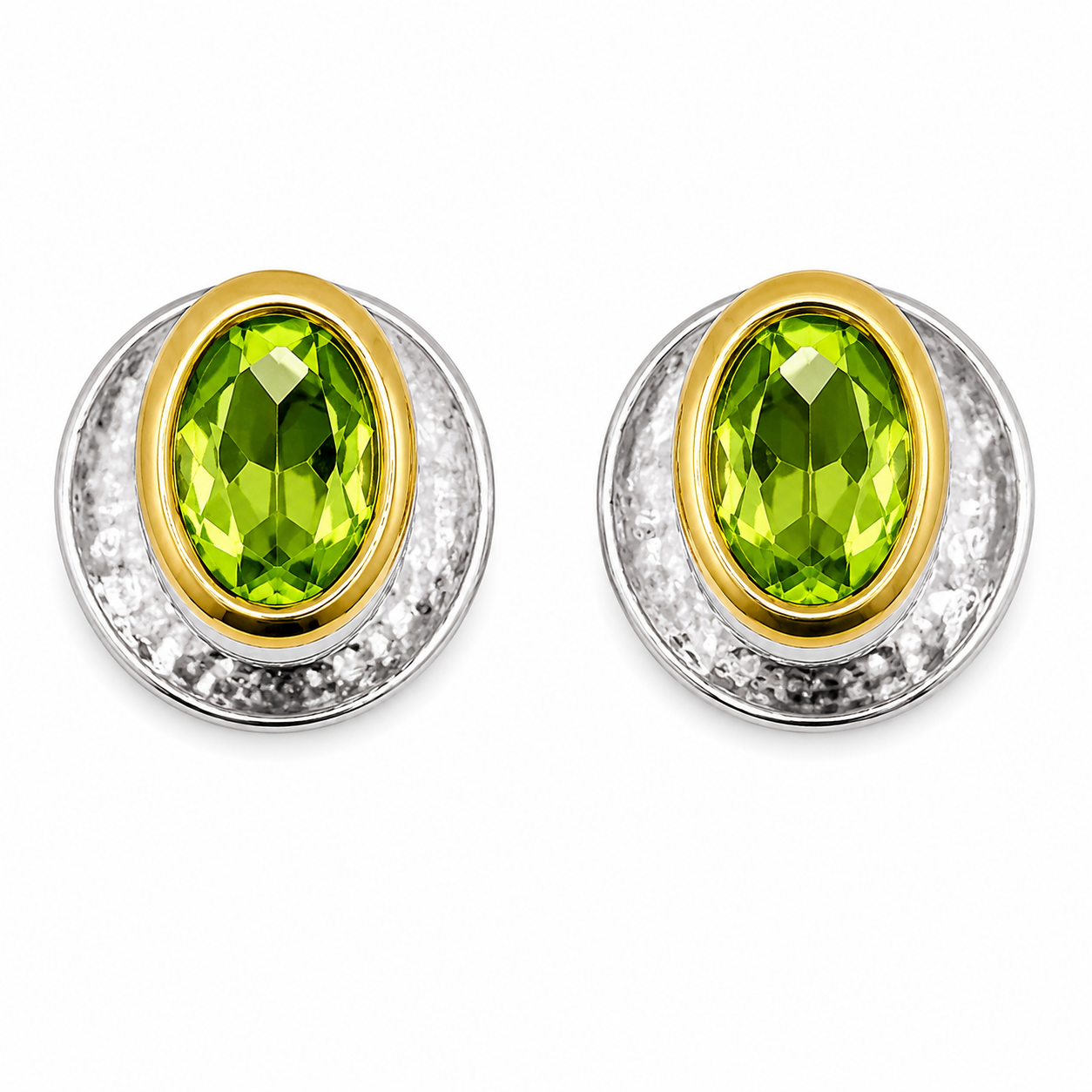 Natural Stone Oval Shape Cufflinks – 18K White Gold Plated