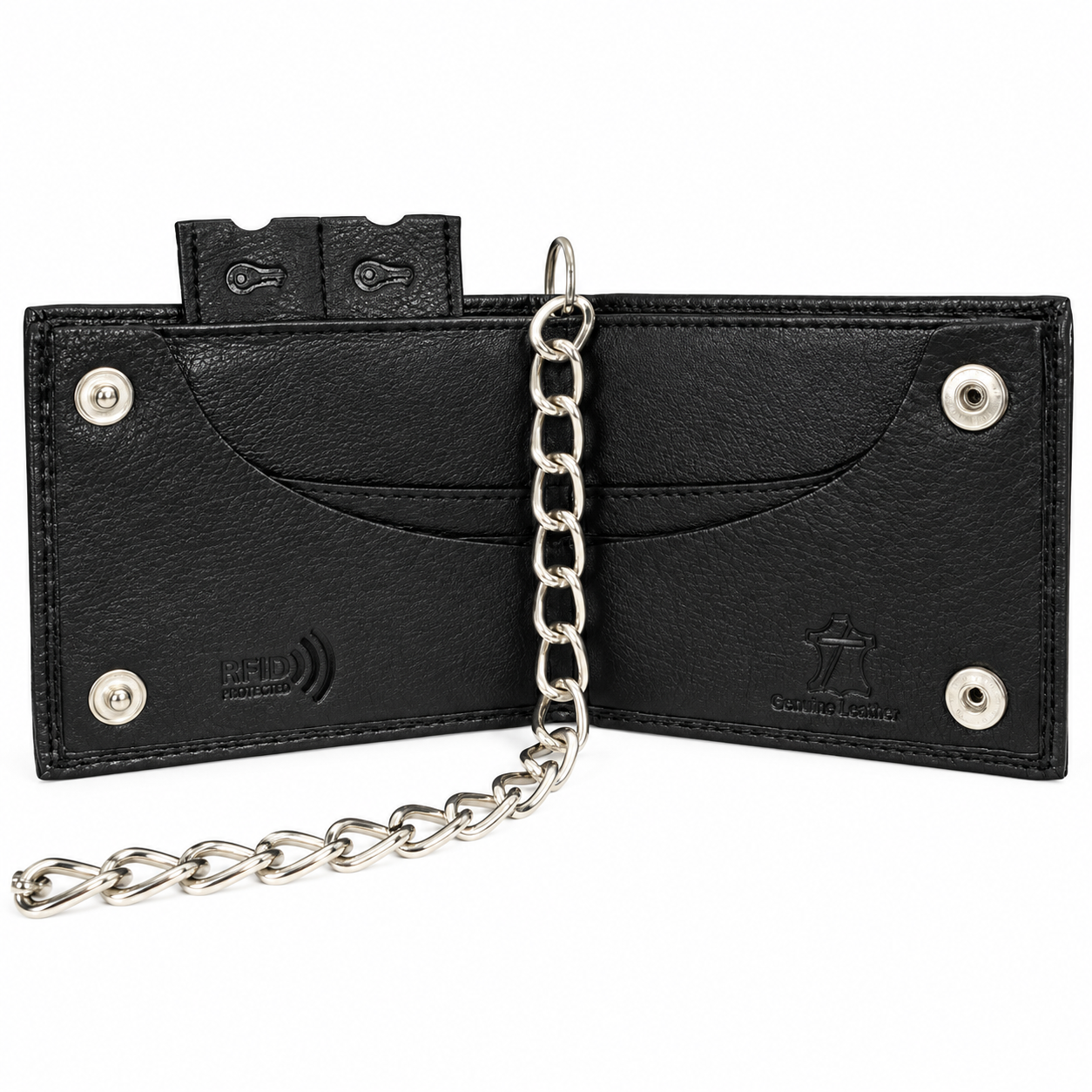 RFID Safe Chain Wallet for Men Bifold with Snaps