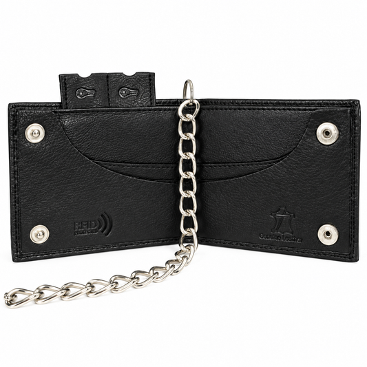 RFID Safe Chain Wallet for Men Bifold with Snaps
