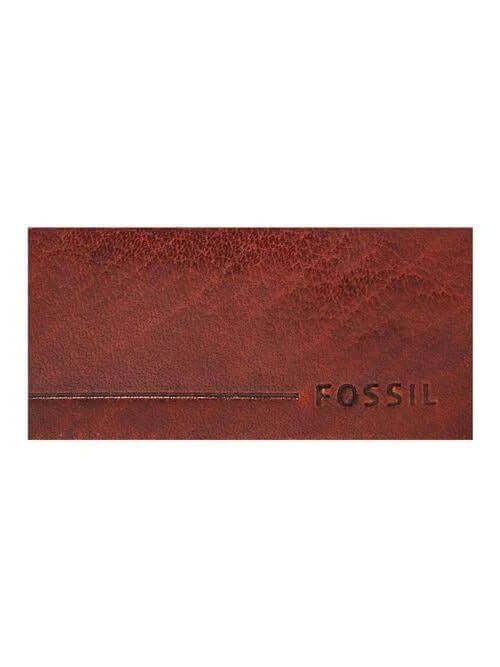 Fossil RFID front pocket wallet in rich brown leather with embossed Fossil logo