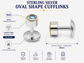 Natural Stone Oval Shape Cufflinks – 18K White Gold Plated