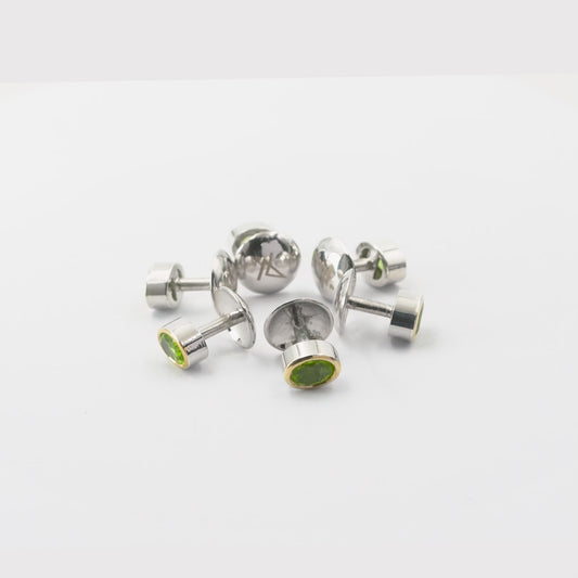 Luxury Tuxedo Shirt Studs – 22K Gold Plated Gemstones (6pcs)