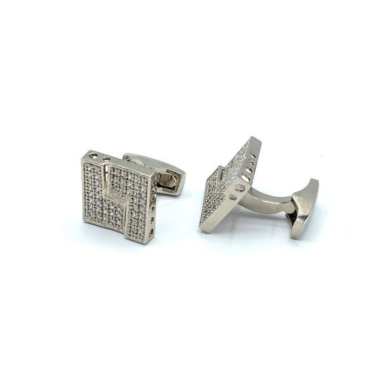 Handcrafted Cufflinks for Men 21k White Gold Rhodium Plated