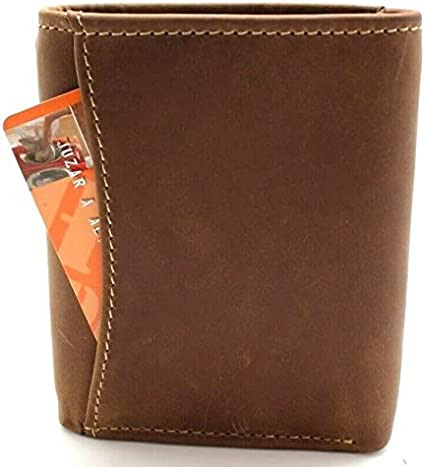 Biker Trifold Leather Wallet With Snaps