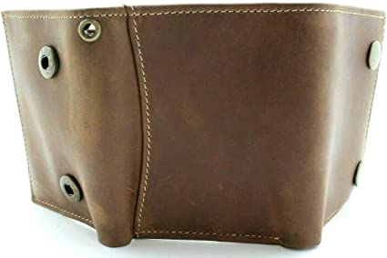 J.T.C Juzar Tapal Collection Bikers RFID Safe Pure Leather Bi-Fold Eyelet Hole Wallet Flip Up Thumb ID, Men's, Size: 4'.5 x 3'.5 x 0.5, Beige