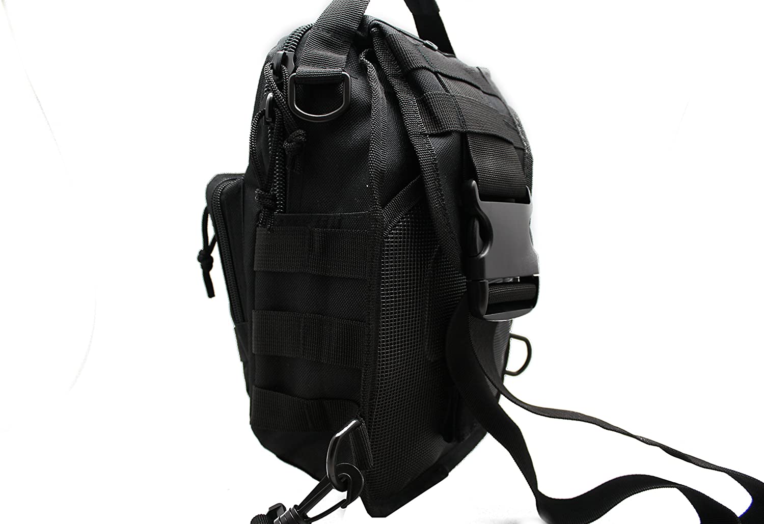 Leather Chest Bag Black Tactical Crossbody Bag Sling 
