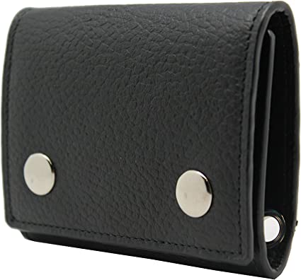 RFID Safe Men's Trifold Leather Wallet With Eyelet Hole for Biker Chain Key Holder ID Window Card Slot