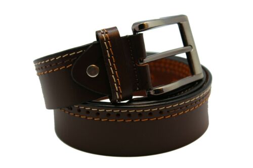 Men’s Formal Belts Full Grain Leather Casual Dress Jeans Belts for Men Brown J9892
