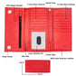 Men's RFID Blocking Tri-fold Long Style Red Eyelet Hole Wallet with Snap Closer Model : J212B-HO