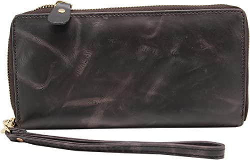 RFID Safe Leather Wristlet Clutch Wallet For Women