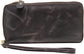 RFID Safe Leather Wristlet Clutch Wallet For Women Metal Zip Wristlet Purse Crunch Texture Black, Tan Purple