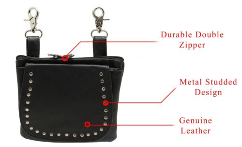 Leather Belt Loop Bag with Studded
