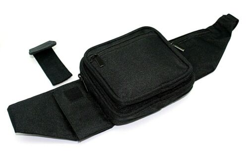 Black Fanny Pack with Water Bottle Holder Nylon Travel Hip Bum Bag Purse J600D