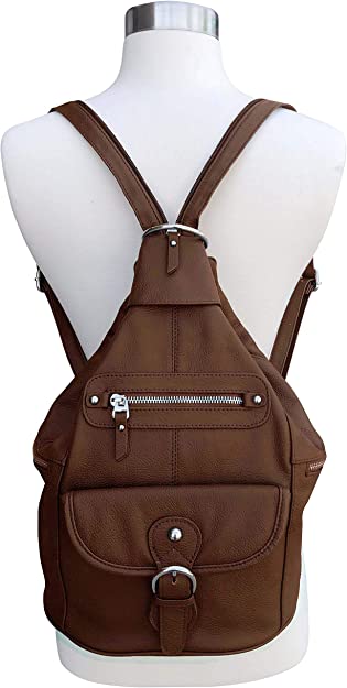 Concealment Backpack With Convertible Shoulder Straps and YKK Zippers Quality Cowhide Leather
