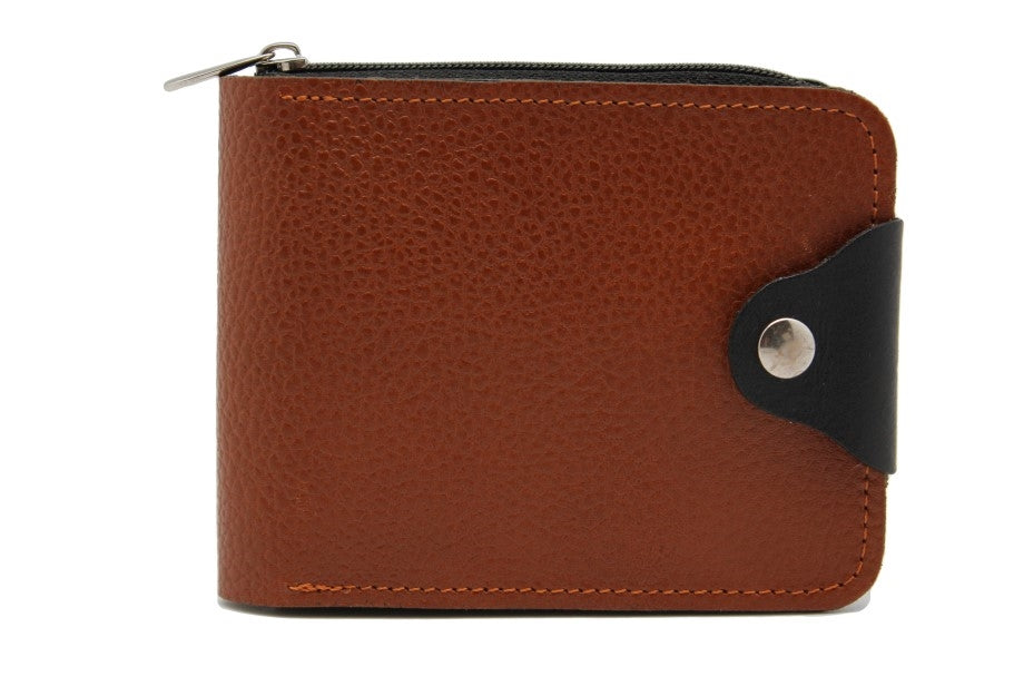 Zip Bi-Fold Wallet Cowhide Leather