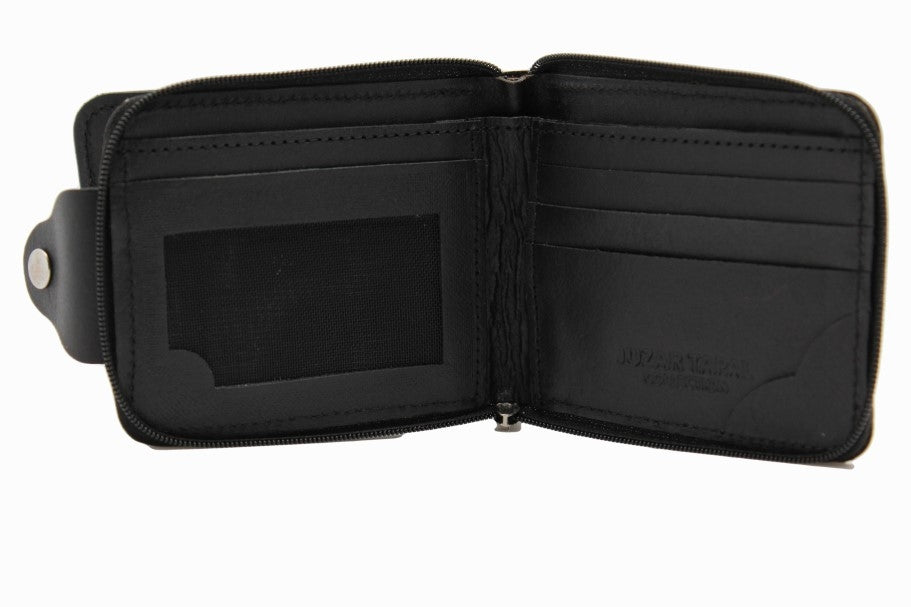 Zip Bi-Fold Wallet Cowhide Leather