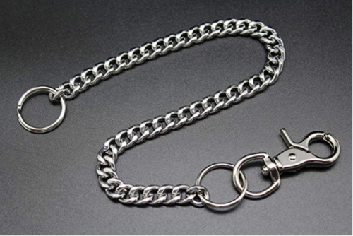 Cuban Replacement Chain 18' inch Stainless Pant Chain, Key Ring Fit Bifold Trifold Wallet