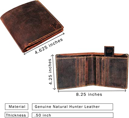 Top Grain Cow Leather Bifold Wallet for men Euro Size 10 Vertical card slots J003CH