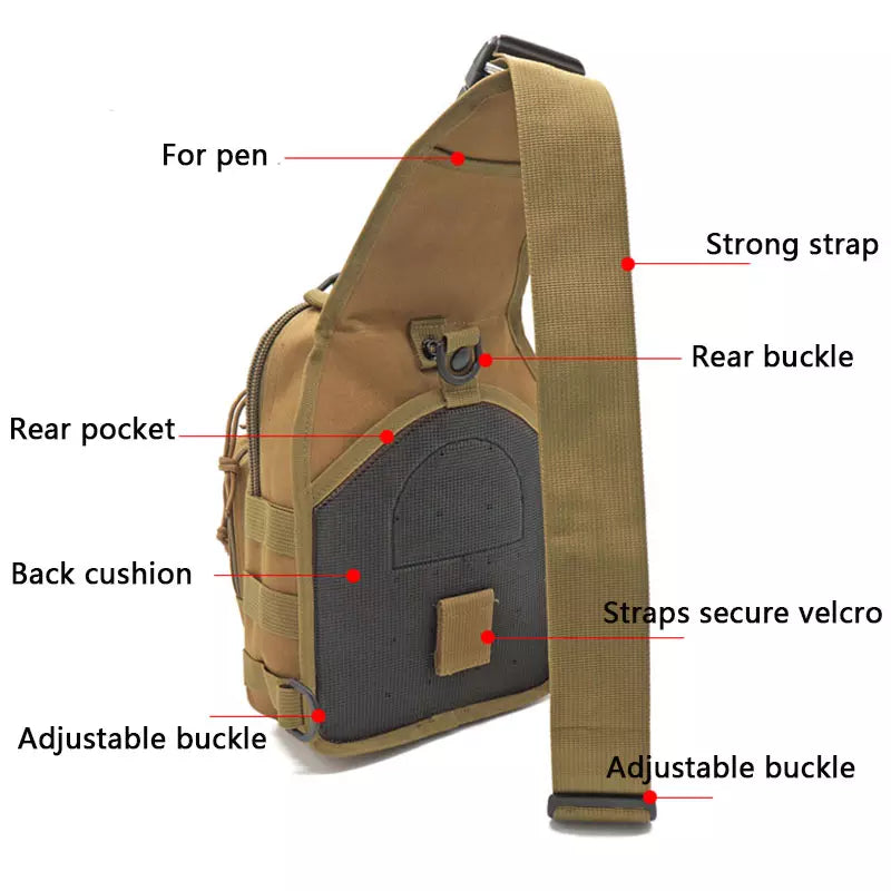 Tactical Crossbody Bag Gun Pistol Holster Concealment Pocket Multiple Compartments - J6700