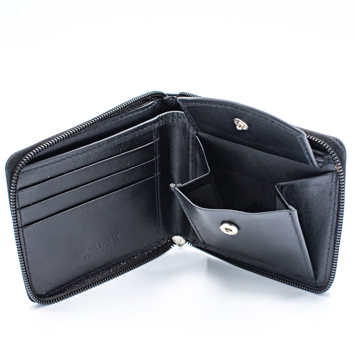 Zip Around Bifold Wallet for Men Black Genuine Soft Leather Handcrafted