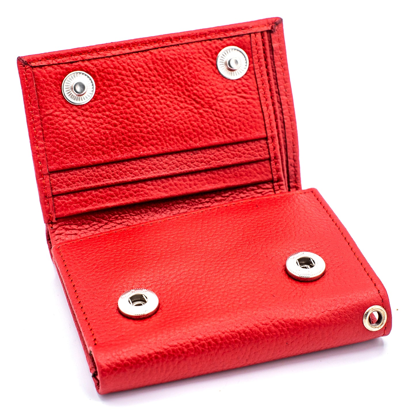 RFID Safe Red Leather Trifold Wallet