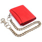 Red Trifold Leather Chain wallet for Men RFID Christmas Gift for Him