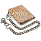 RFID Safe Leather Trifold Chain Wallet for Men Cobra Brown Hidden Snap Closed J112 WC