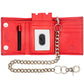 Trifold RFID Safe Tan Leather Red Chain Wallet for Men With Key Holder And Zipper Pocket Inside