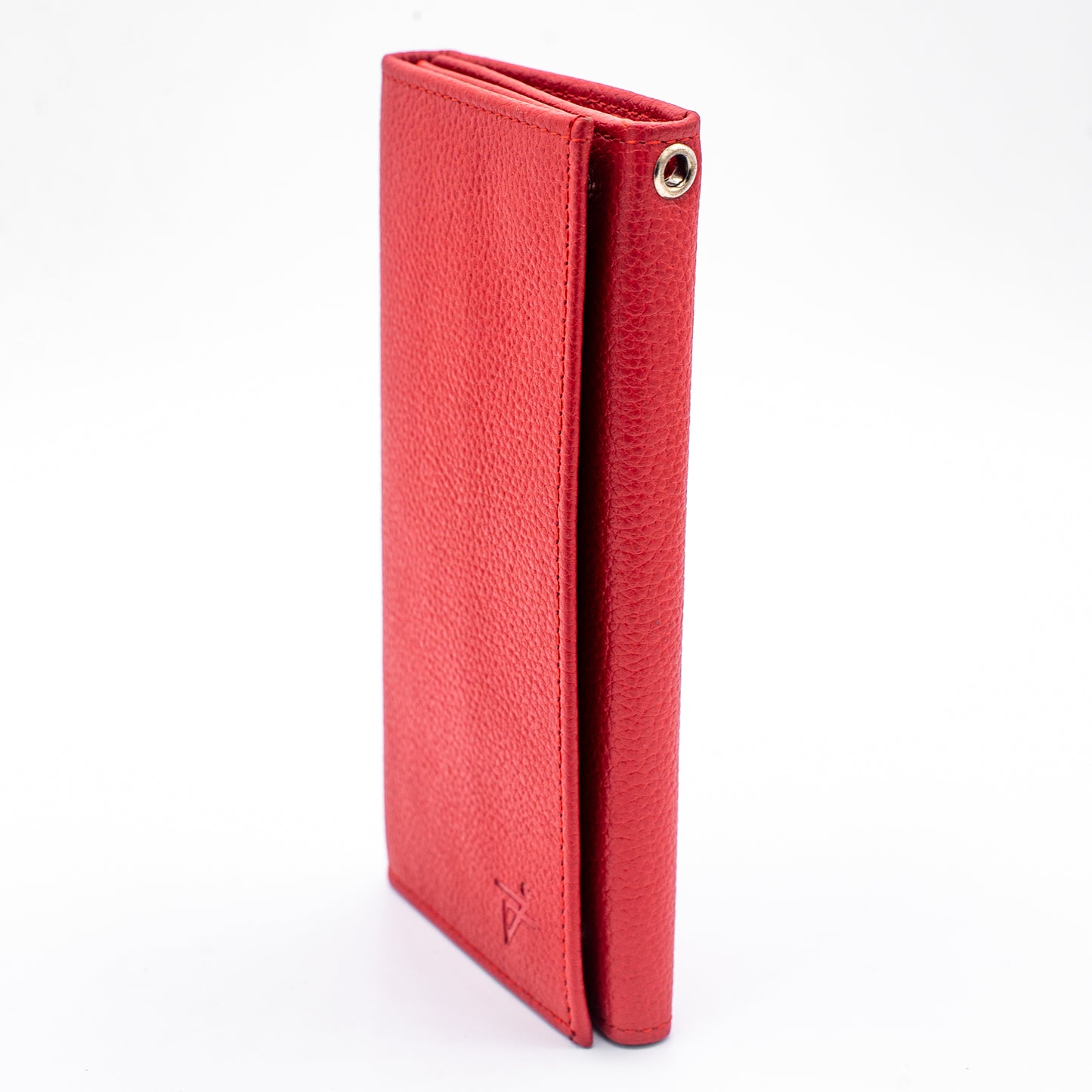 Leather RFID checkbook trifold wallet Red