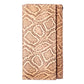 RFID Long Tri-fold Leather Wallet Snap Closer Cobra Brown
