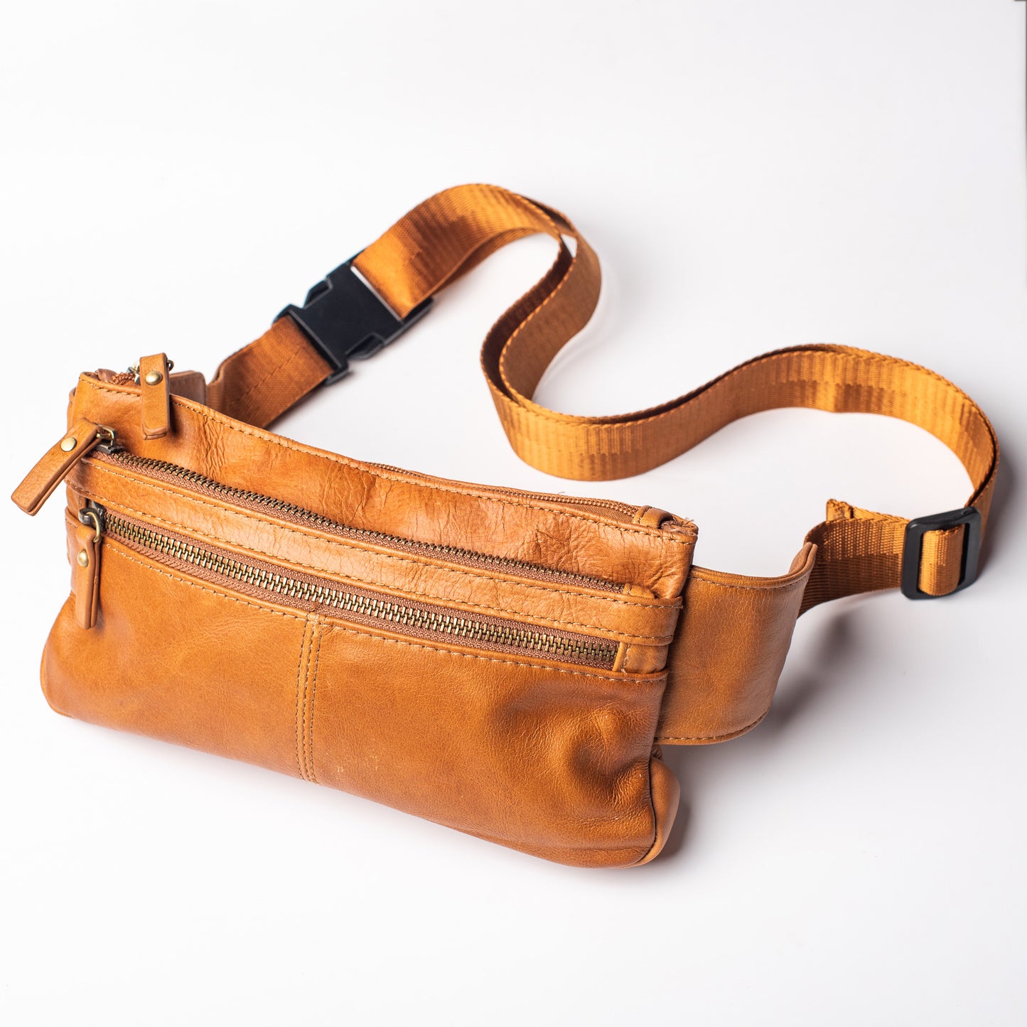 Leather Fanny Pack for Men Adjustable Strap Travel Hip Bum Bag Biker Waist Purse