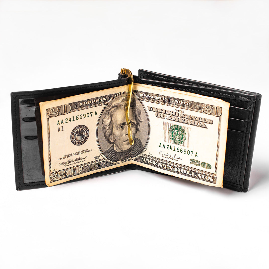Leather Money Clip Wallet for Men with Card Holder Front Pocket Black Slim  Bifold Money Clip Wallet with Coin Pocket