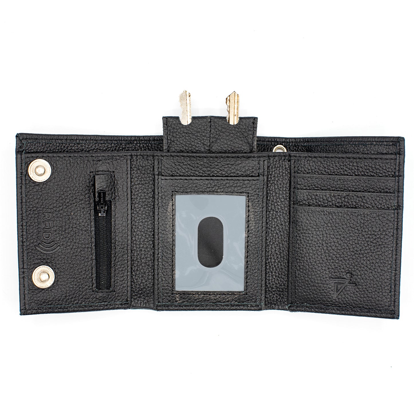 Snap Button Trifold Wallet for Biker