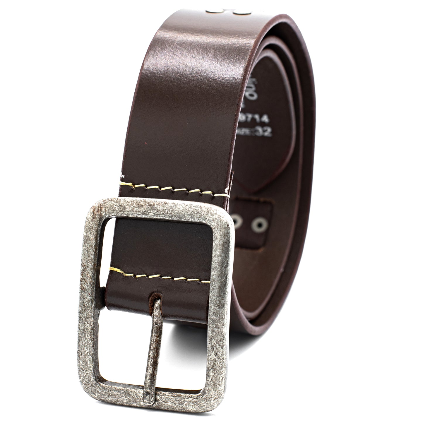 Belt for Men 5xl Big n Tall Brown Leather Single Buckle Studded Casual J9714