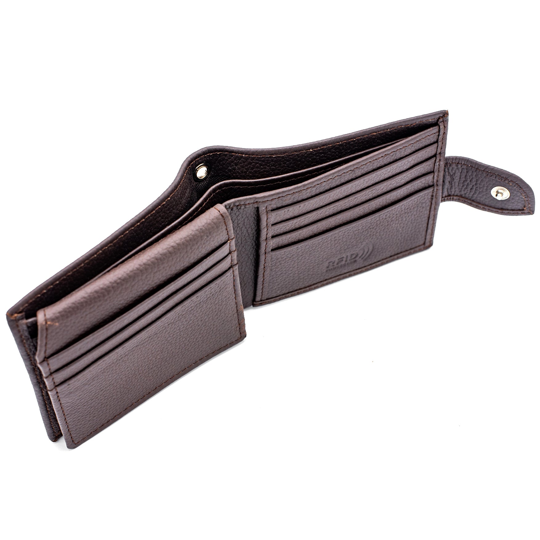 Men's Bifold Leather Wallet | Popper Closure