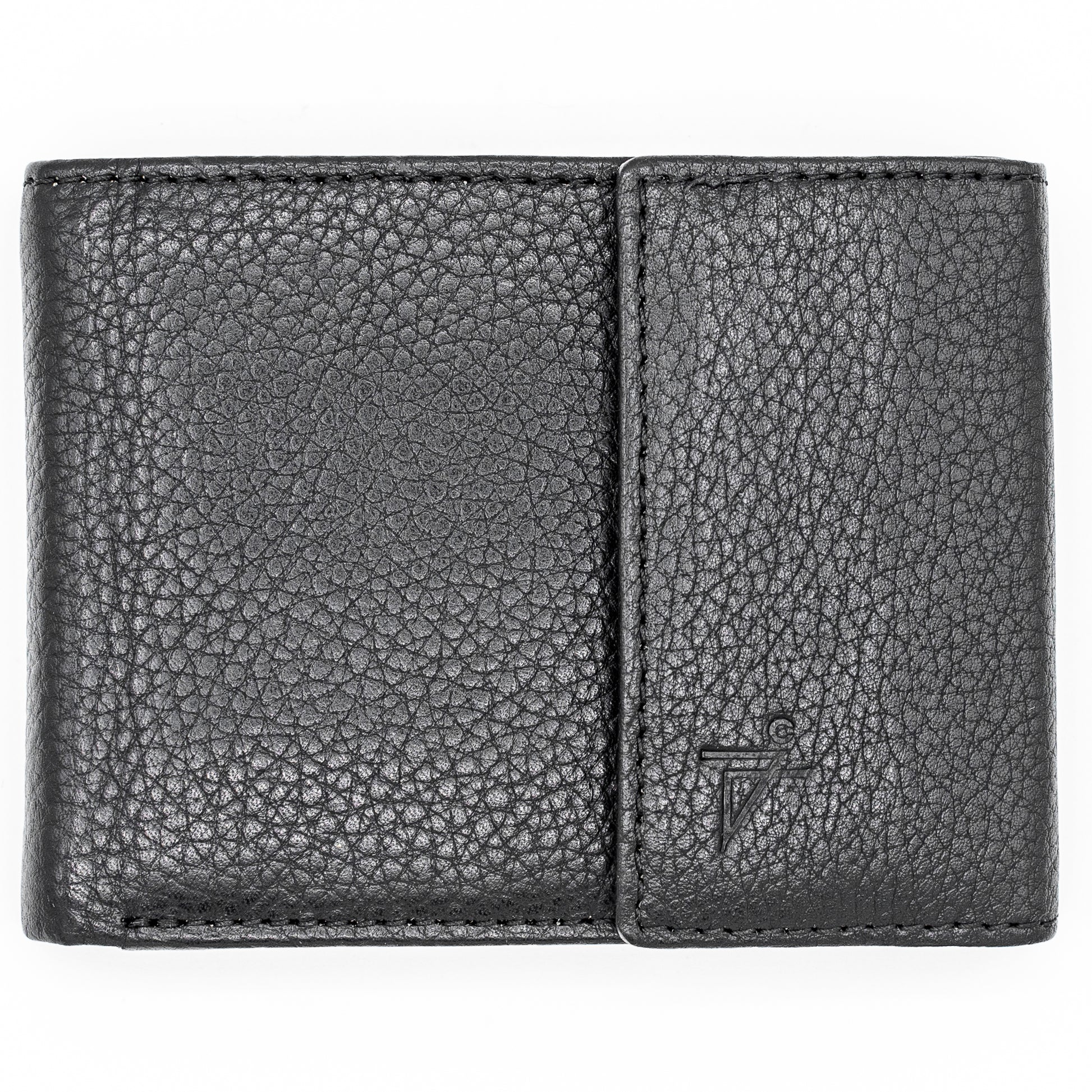 RFID Safe Biker's Leather Tri-Fold Velcro Side Slip Wallet Model : J22