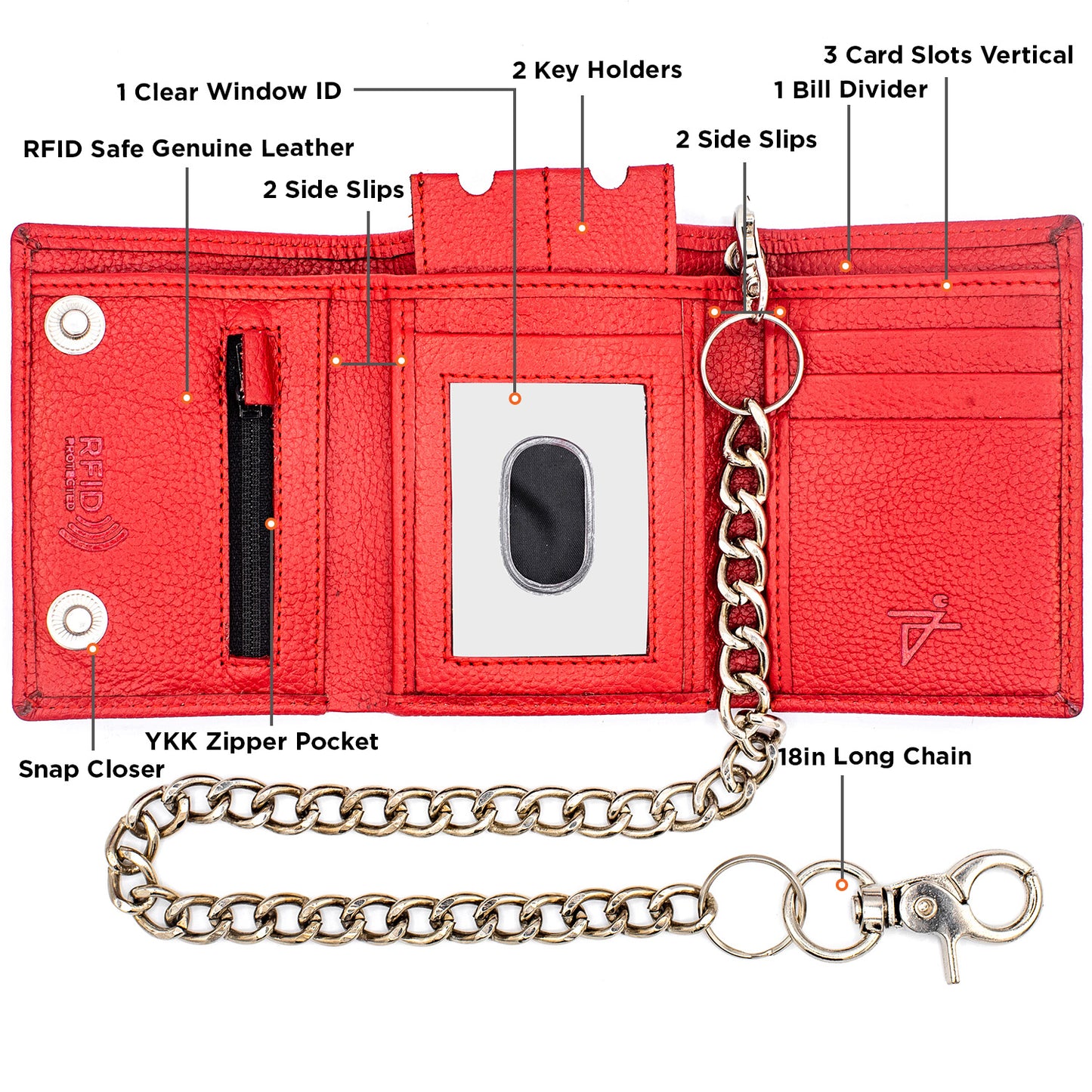 Red Chain Wallet Trifold