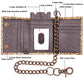 RFID Safe Leather Trifold Chain Wallet for Men Cobra Brown Hidden Snap Closed J112 WC