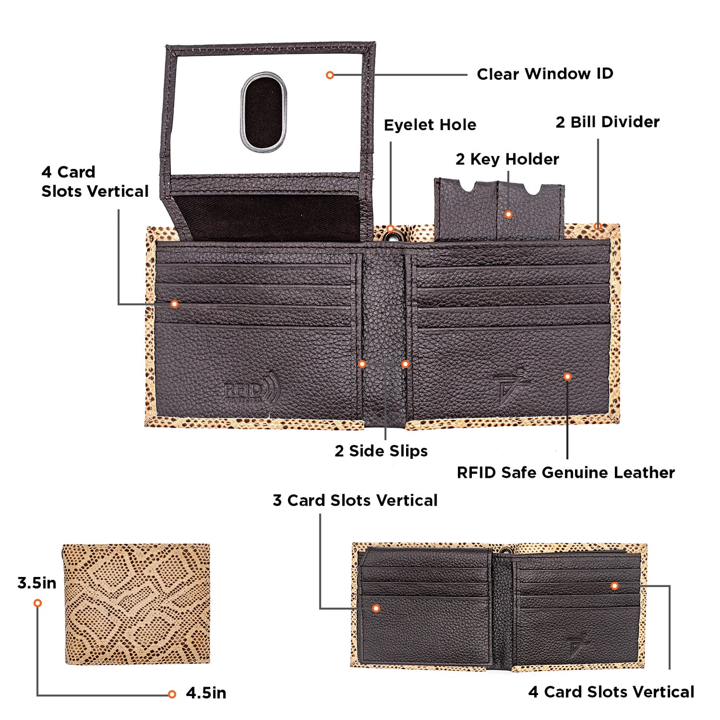 Cobra Brown Bifold Wallet | Exquisite Fashion