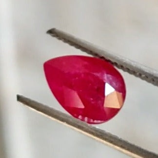 Pear Shape Red Ruby Heated Mozambique GGI Certified 1.31 Carats Ruby